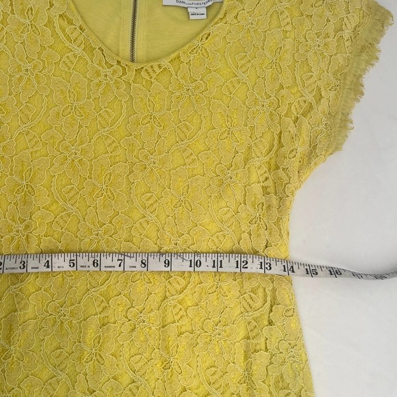 Diane Von Furstenberg Wanda Mini Yellow Lace Dress Size 6 - Picture 11 of 12